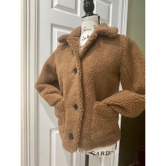 ABERCOMBIE & FITCH JACKET TEDDY BEAR TAN SZ XS COZZY TRENDY VERSATILE AESTHETIC - Picture 12 of 13